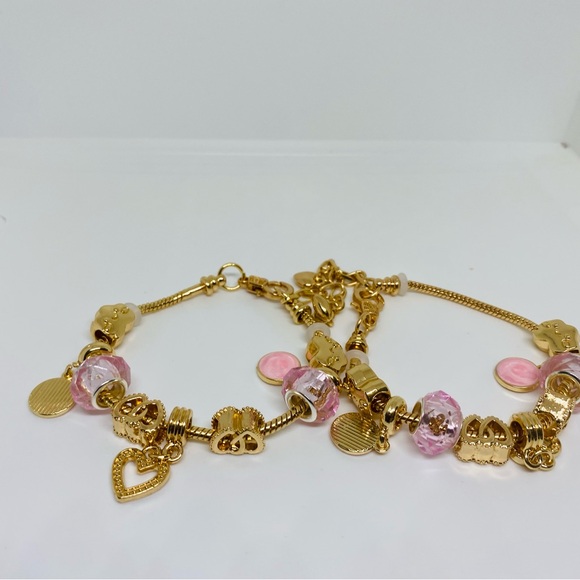 2pcs Gold and Pink Charm Bracelet - Picture 5 of 5
